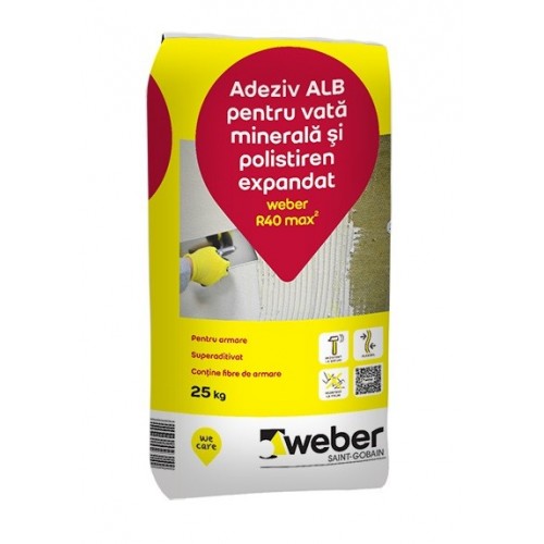 Masa de spaclu pentru vata minerala si polistiren expandat Weber R40 max2 - 25Kg